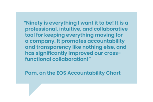 Quote from a client, Pam, who said, "Ninety promotes transparency and accountability like nothing else."