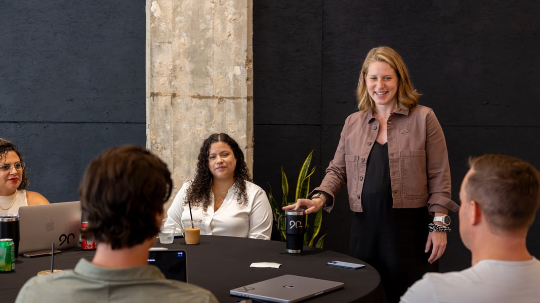 A Ninety leader and her team hold a quarterly meeting