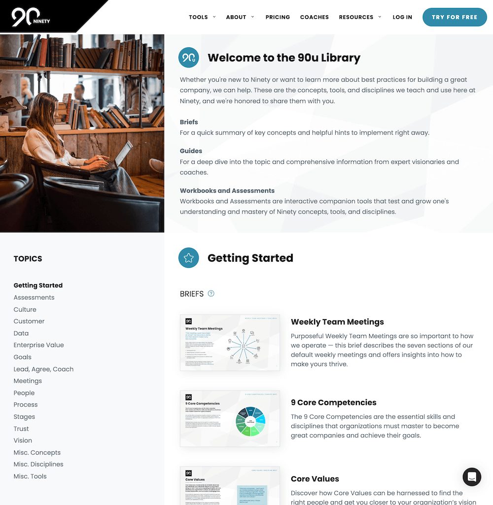 Resource library screenshot