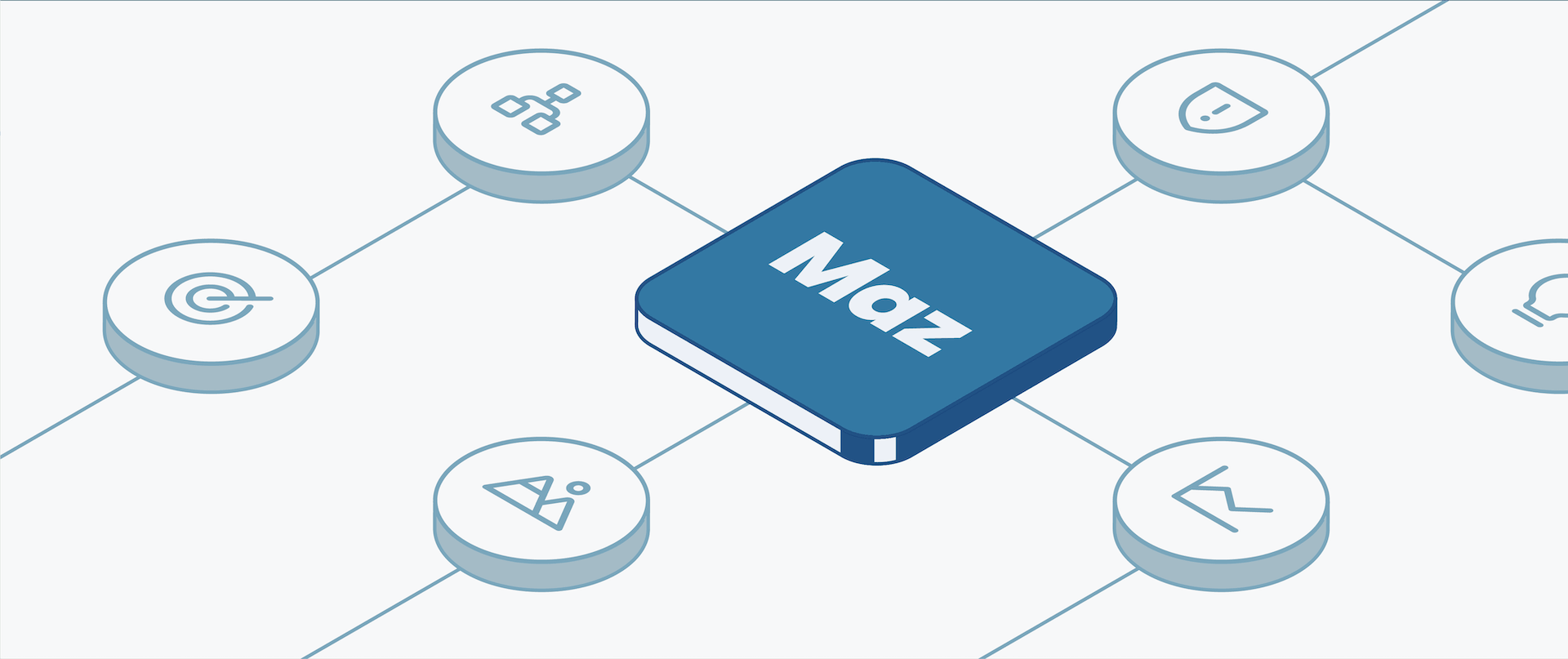 Isometric illustration of Maz at the center of a connected network of Ninety tools including Rocks, Scorecard, Issues, and the Accountability Chart
