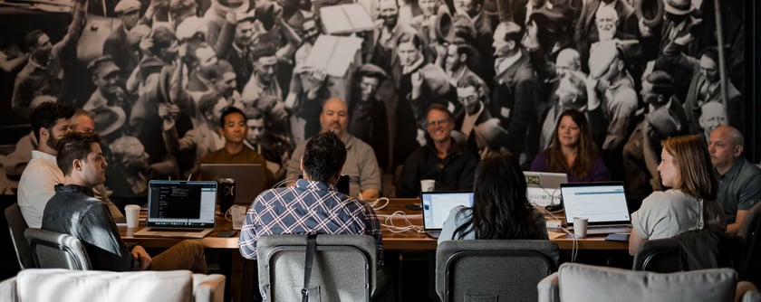 coworkers in a retrospective meeting
