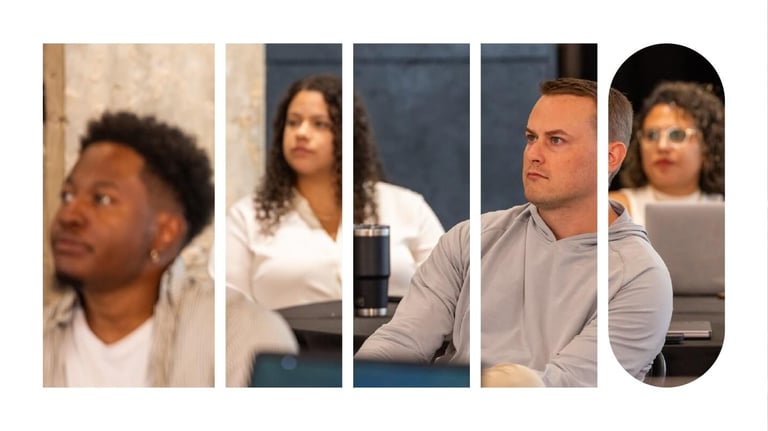 Colleagues watching a presenter present.