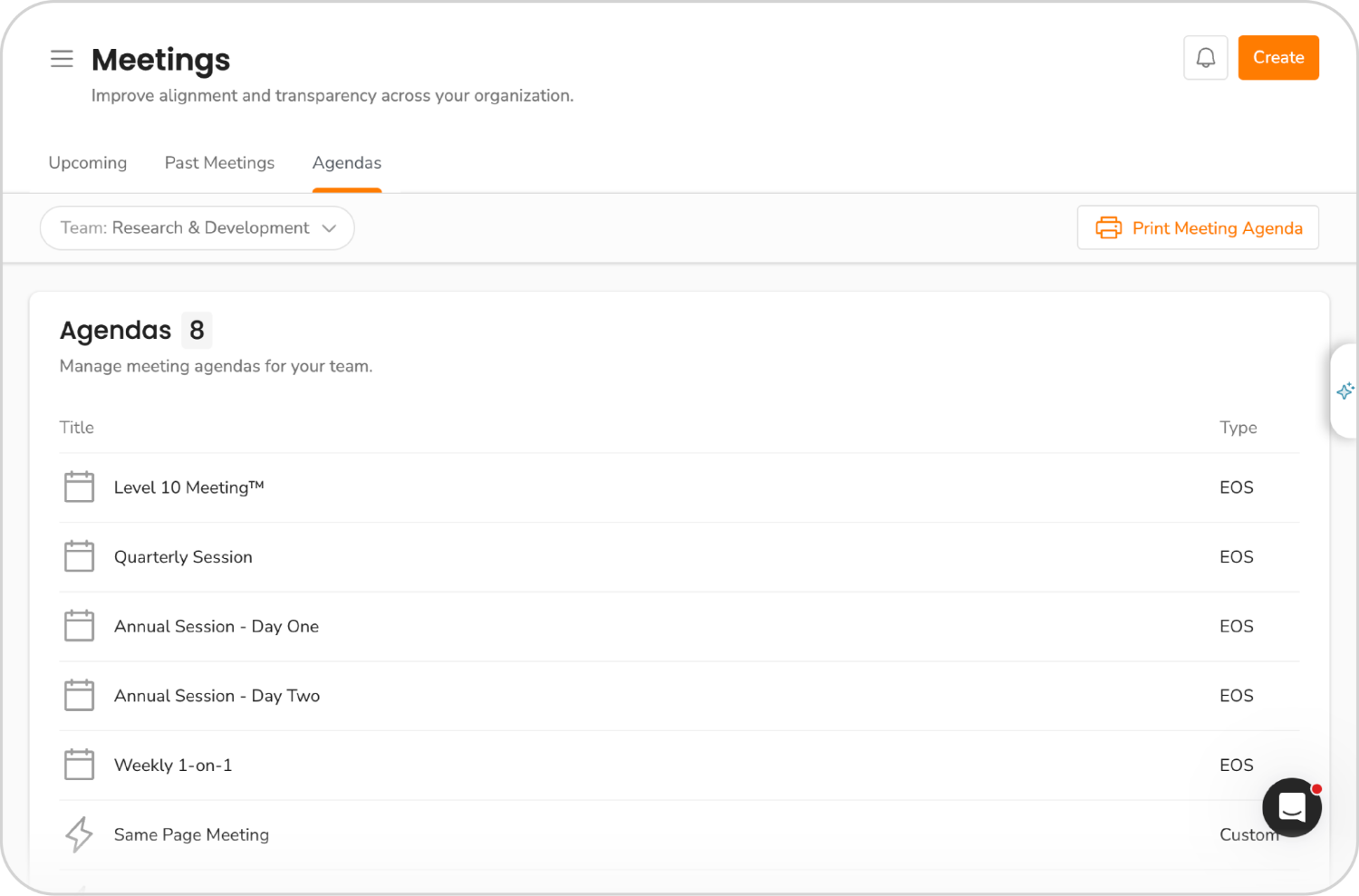 EOS_Product_Screenshots_Screens_Implementation_Meetings