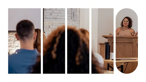 A Ninety employee giving a presentation