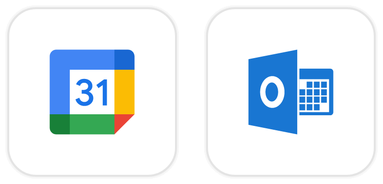 Google Calendar and Outlook icons