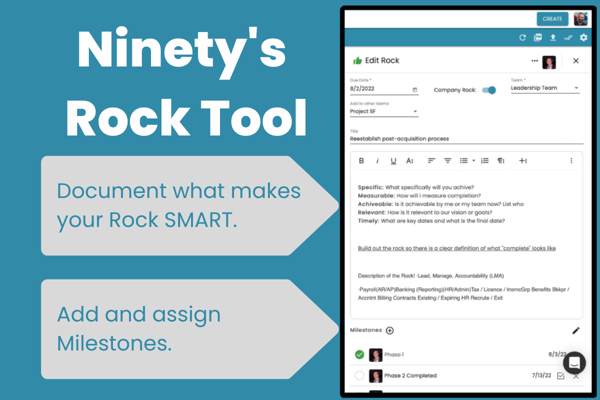 A graphic highlighting how to use Ninety's Rocks tool.