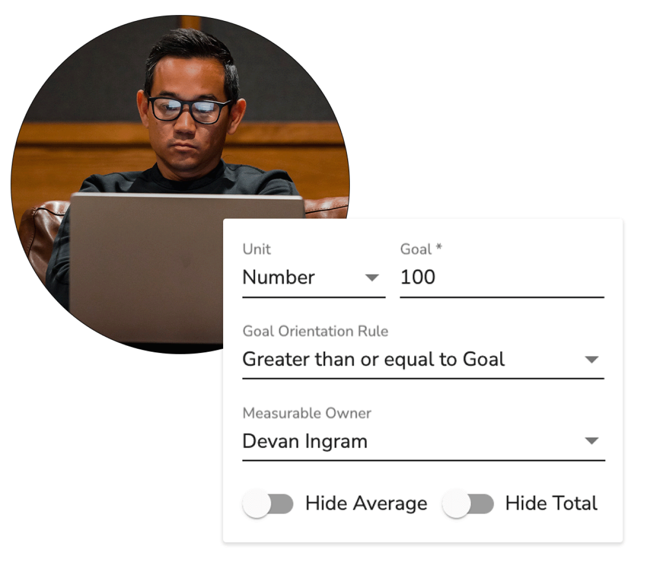 A user enters data into Ninety's scorecard which contains Goal, Goal Orientation, and Owner Fields, among others