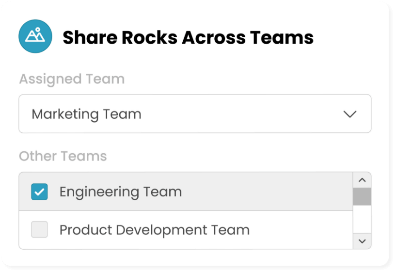 Share Rocks Across Teams: UI from the Ninety app